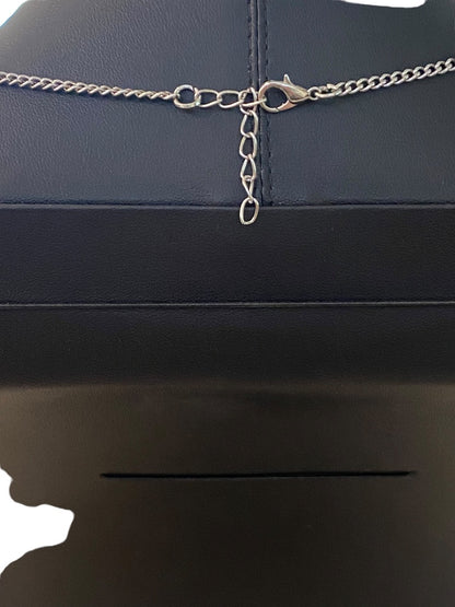 Silvertone 22" Necklace Coral Acrylic Beaded Attached Pendant Necklace