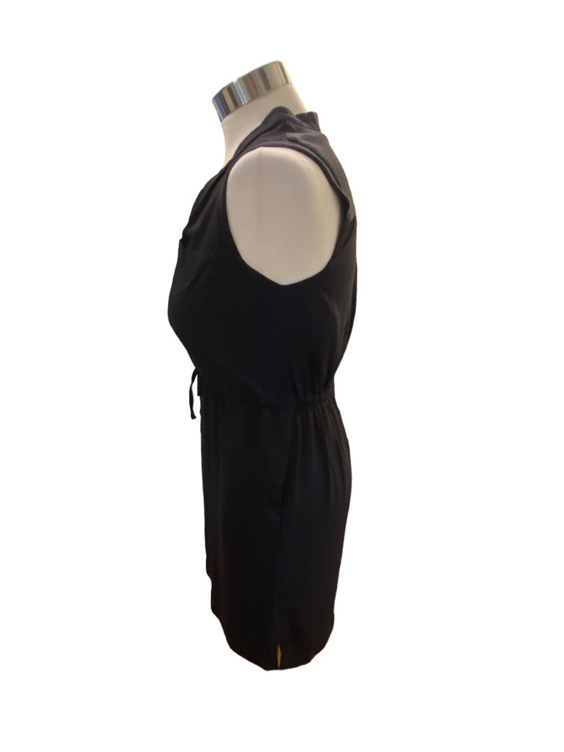 XS LOFT Black Lightweight Summer Dress V-Neck Sleeveless Rayon Black Pockets