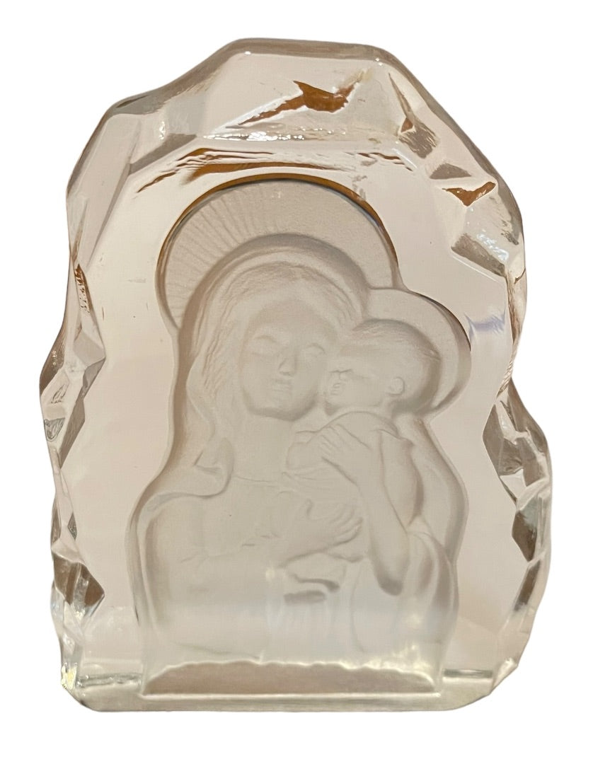 Vintage Virgin Mary & Infant Jesus Art Glass Figurine