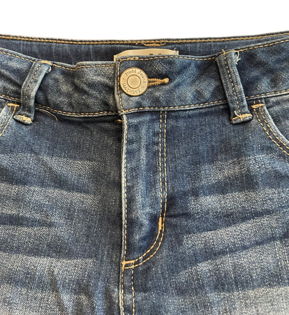 Size 16 Mudd Girls Denim Cutoff Jean Shorts Distressed Cotton Blend 2.5" Inseam