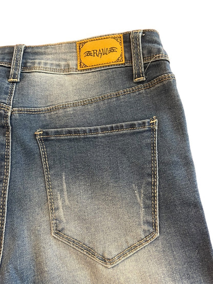 Sie 7 Raw Original Junior Womens Distressed Skinny Jeans Stretch Denim