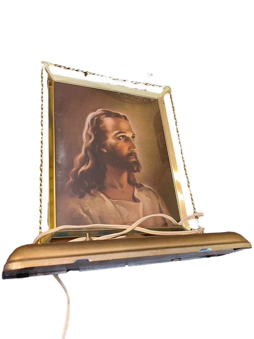 Midcentury Jesus Lithograph Light Plak-Lite Hobby Hill Chicago Muscial 1950s