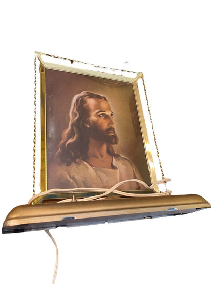 Midcentury Jesus Lithograph Light Plak-Lite Hobby Hill Chicago Muscial 1950s