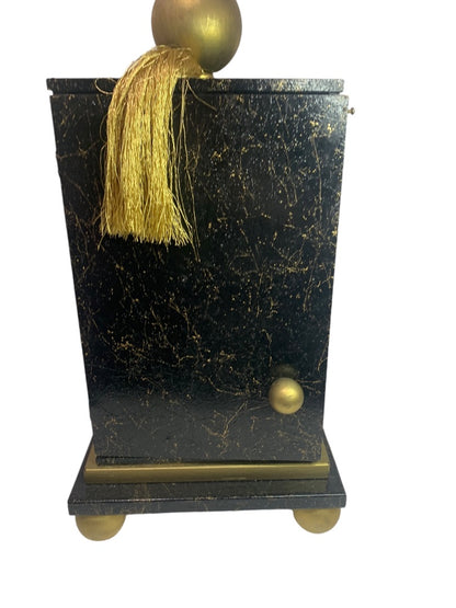 R.Stad Designs Black Gold Handmade Hinged Tabletop Cabinet Box for VHS Tapes 20"h x 10.5"w