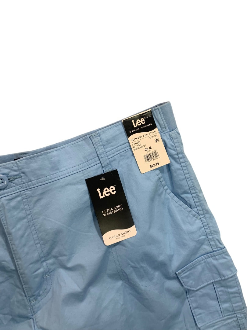 Size 20M Lee Womens New Shasta Blue Cargo Shorts Ultra Soft Waistband