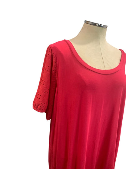 3X Torrid Super Soft Womens Dark Pink Eyelet Sleeve Tshirt Scoop Neck