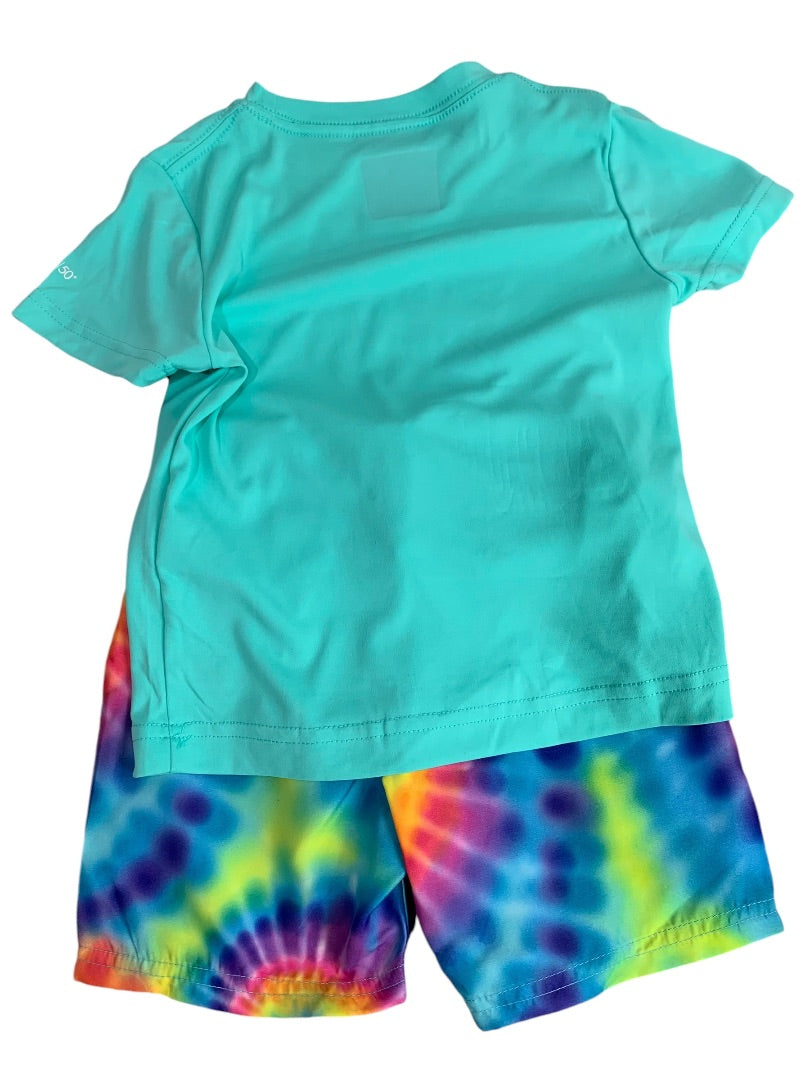 3T Hurley Boys New 2 Piece Swim Set Top Rashguard Shorts Tie Dye