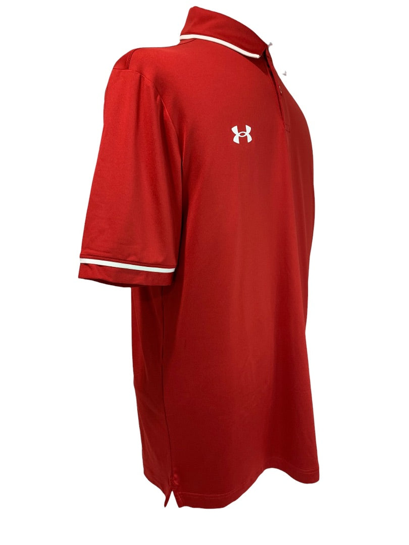 Medium Under Armour Mens New Red Tipped Team Polo Shirt 1376904