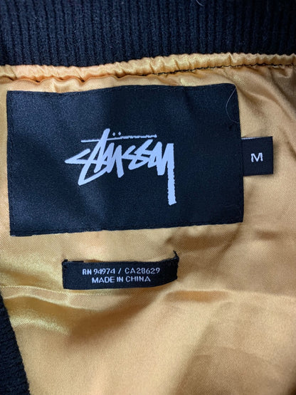 Medium Stussy World Tour 35 Black Unisex Bomber Jacket 1990s Vintage