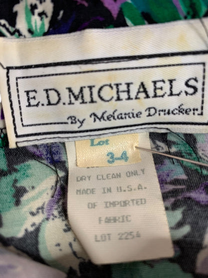 Medium E.D. Michaels Floral Maxi Dress 1980s Vintage Pockets