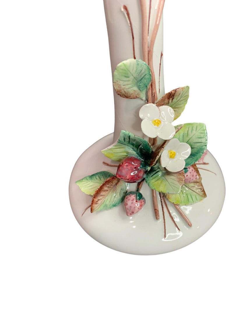 Harmony Taormina TM Benedetti Italian Candlestick Majolica Signed Strawberry
