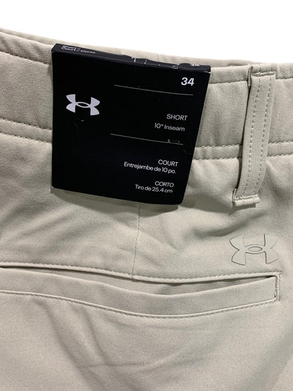 Size 34 Under Armour Mens New Golf Chino Shorts Tan Stretch 1377302