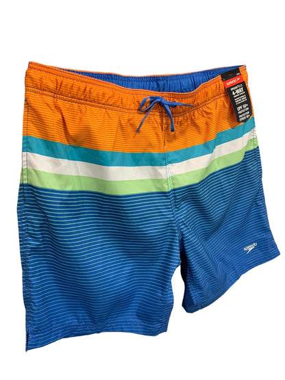 XXL Speedo Mens New Swim Trunks Lined Spicy Orange Striped