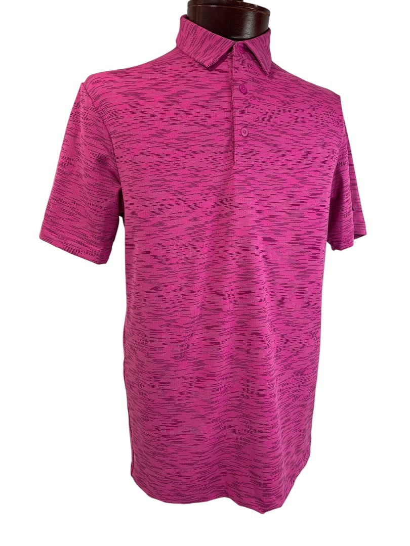 Small Adidas Mens New Space Dye Polo Shirt Liquid Fuschia HS1122