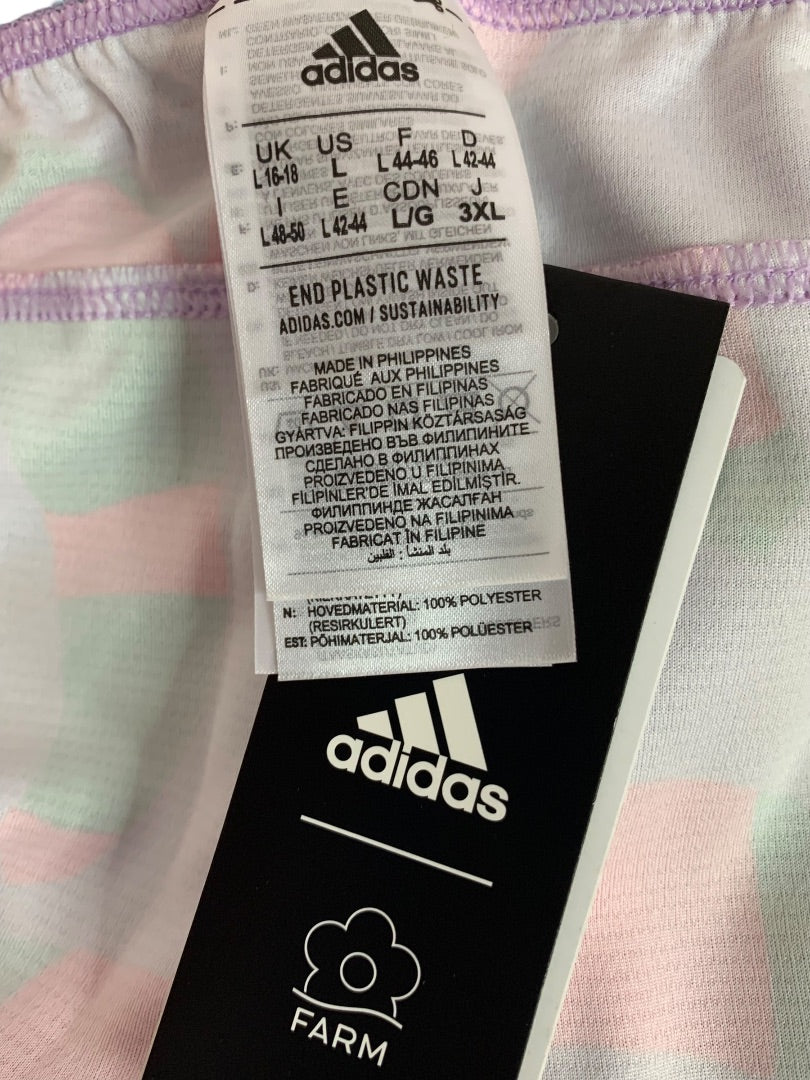 Large Adidas x Farm Rio Womens New 3 Stripe Pacer Shorts HS1198