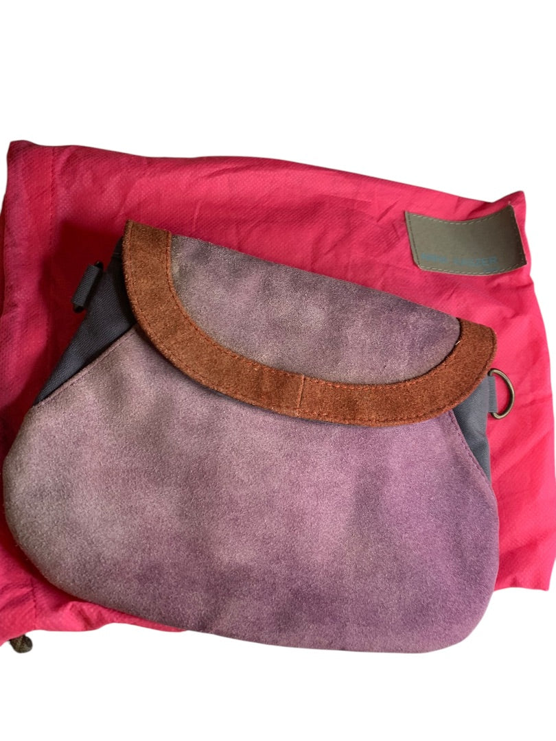 Anna Kaszer Paris Suede Handbag Clutch Purple Color Block Defects