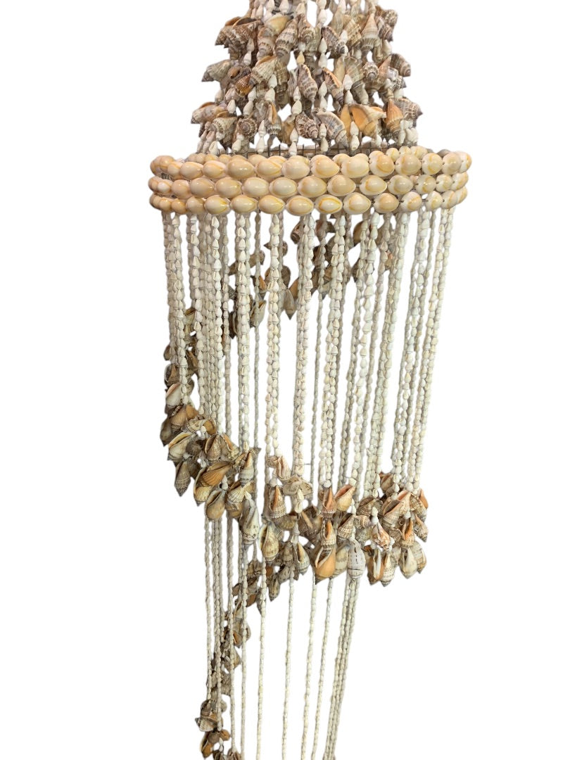 Vintage 48 Inch Seashell Windchime Chandelier Spiral Boho Coastal Chic