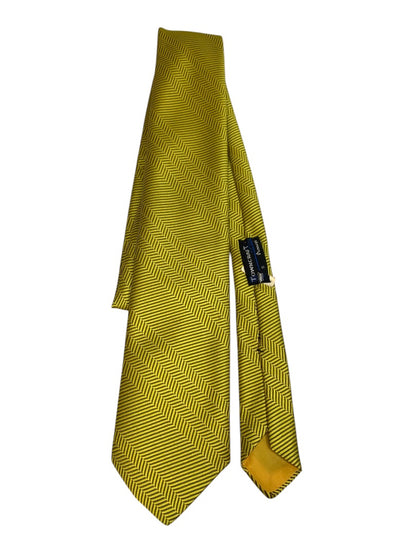 Vintage 1970s Mens Necktie Tie Yellow Gray Polyester Penneys Towncraft