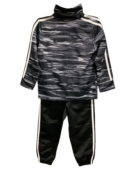 3T Adidas Boys New 2 Piece Track Outfit Set Black Gray AG6511C