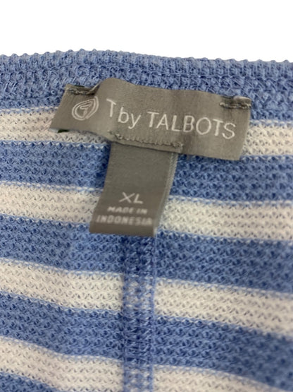 XL T by Talbots Womens Striped Cornflower Blue White Pullover Casual Sweater