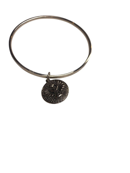 Silvertone Bangle Bracelet 2.6 Inch Angel Charm