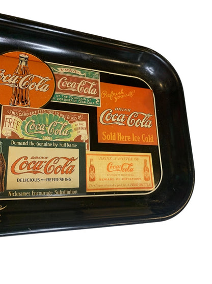 Vintage 1989 Coca-Cola Metal Tray Coke Sign Art 19" x 8.5"