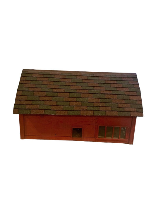 Vintage Primitive Wooden Farmhouse Miniature Barn Shed 1940s Red 27.5 Inches