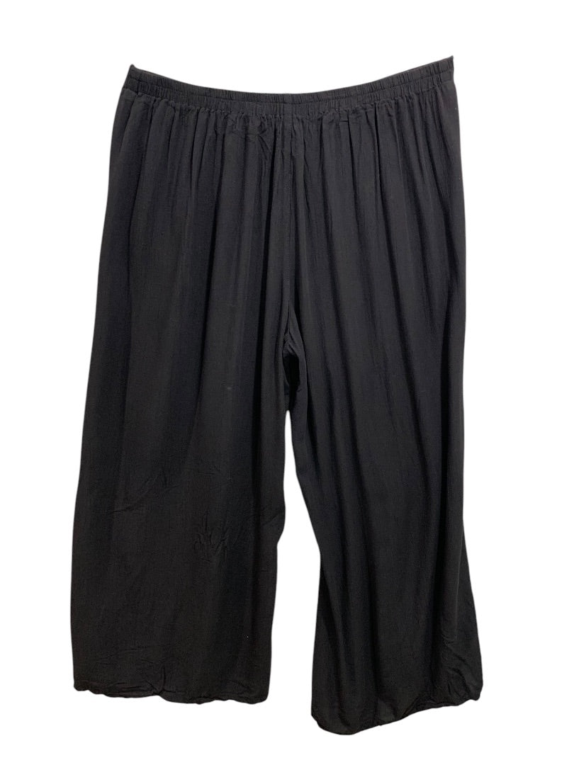 XL Vanilla Sky Womens Boho Black Pants Split Leg Lightweight Pull On
