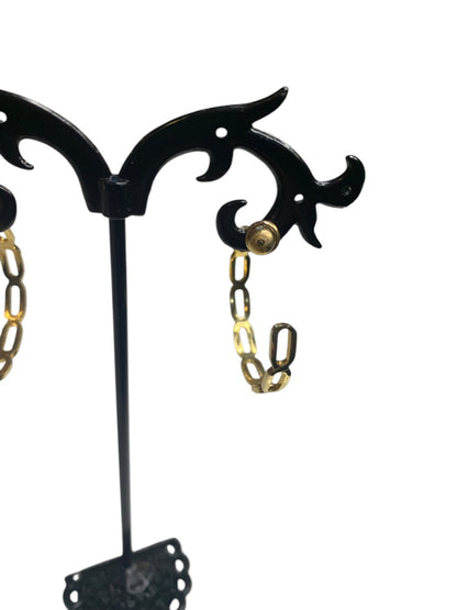 Goldtone Hoop Earrings Post Pierced 1.1 Inch Diameter