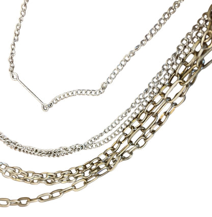 Icing MultiStrand Layered Chain Link Silvertone Goldtone Adjustable Necklace 15"