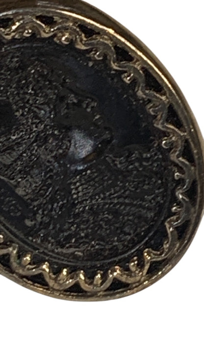 Vintage Signed DaVinci Cufflinks Intaglio Carved Soldier Bullet Back