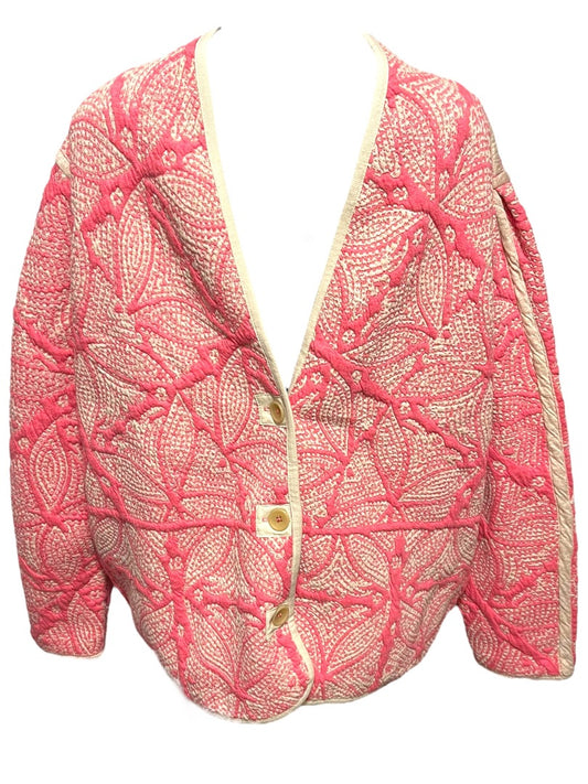 2X Nic+Zoe Jet Set Knit Jacket Pink Womens New Textured