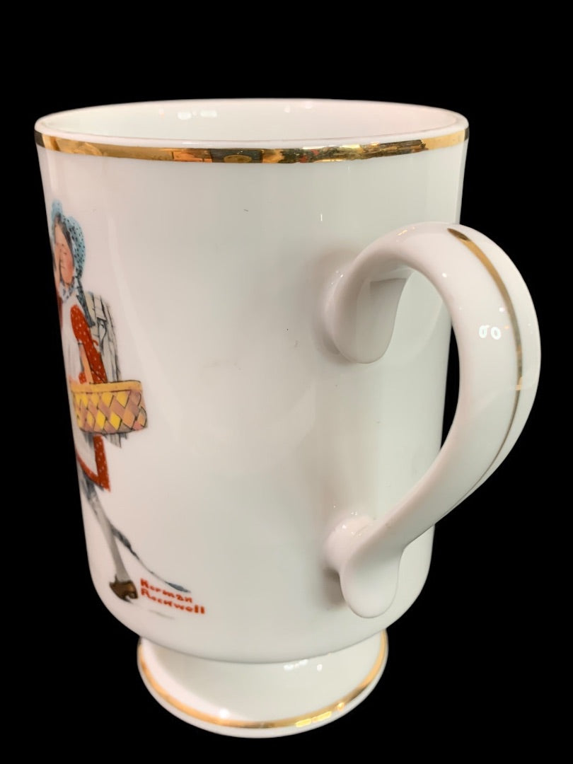 1981 Norman Rockwell Porcelain Pedestal Mug "Hide Your Eyes" The Danbury Mint