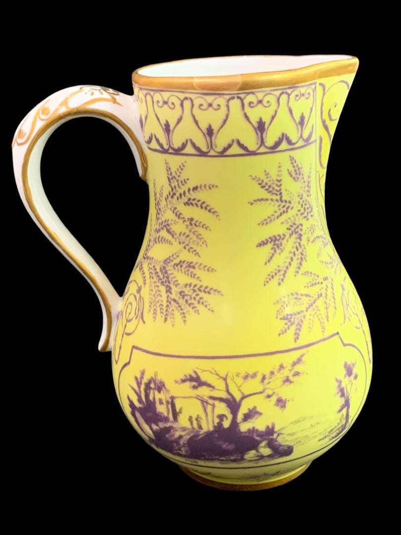 1980s Frankin Mint Fine Porcelain Creamer Collection Yellow Purple Gold 5 Inch