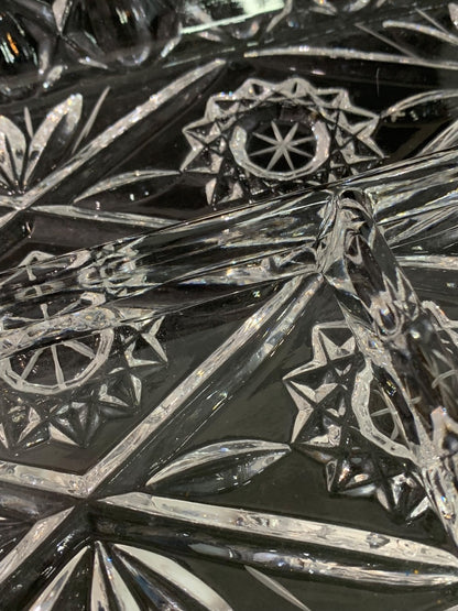 Vintage Pressed Glass Heavy Relish Try Divided Dish 13 x 7 Inches