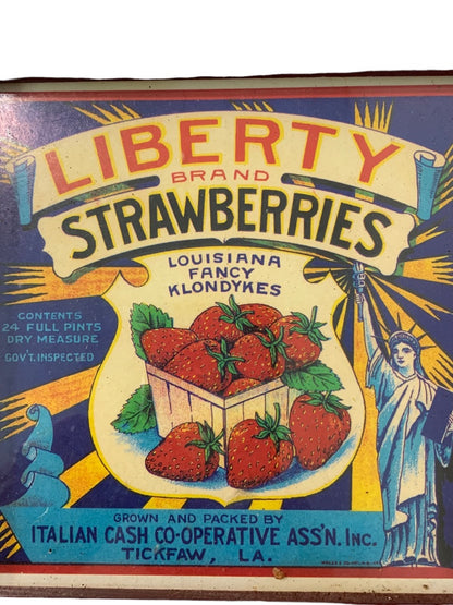 Framed Retro Style Label Strawberries 7.1 Inch Square
