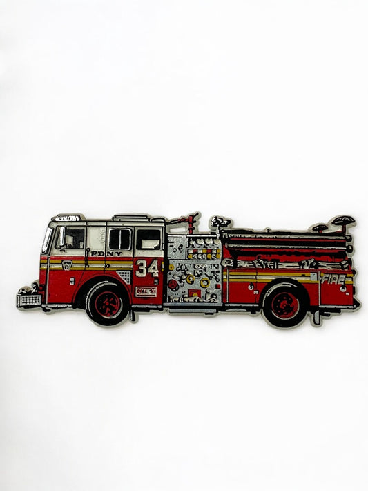 FDNY Fire Truck Magnet Refrigerator 5.25 Inch Long PVC