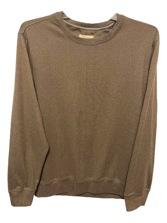 Large Boston Traders Long Sleeve Crew Neck Mens Pullover Shirt Brown