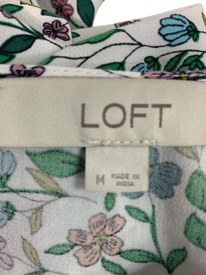 Medium LOFT Womens Popover Floral Blouse Shirt Long Sleeve