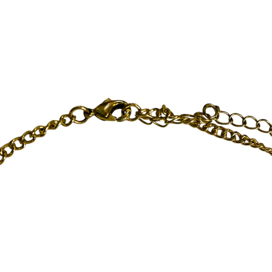 Goldtone Hammered Statement Necklace 23-26 Inch Drop 2.25 Inch