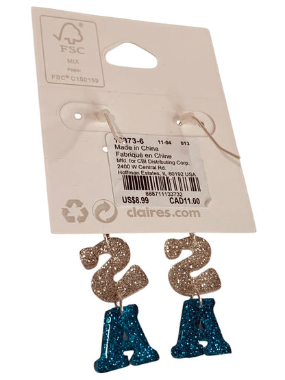 Claires New Pierced Hook Earrings Sparkly USA 2.5 Inch Drop