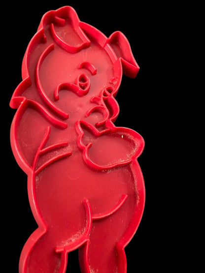 Tupperware 1970s Red Plastic Cookie Cutter USA Porky Pig Figure