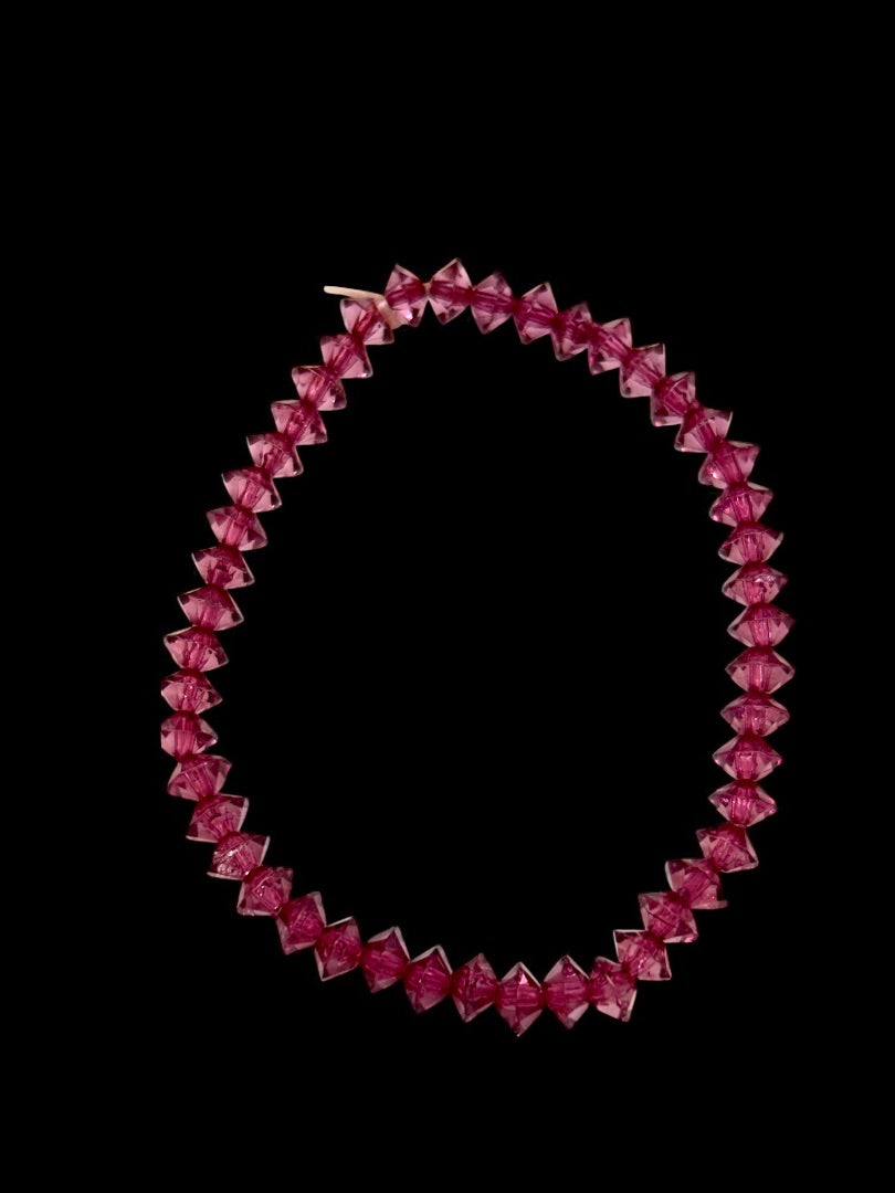 Set of 2 Acrylic Stretch Bracelets Faceted Sparkly Purple Clear Blue