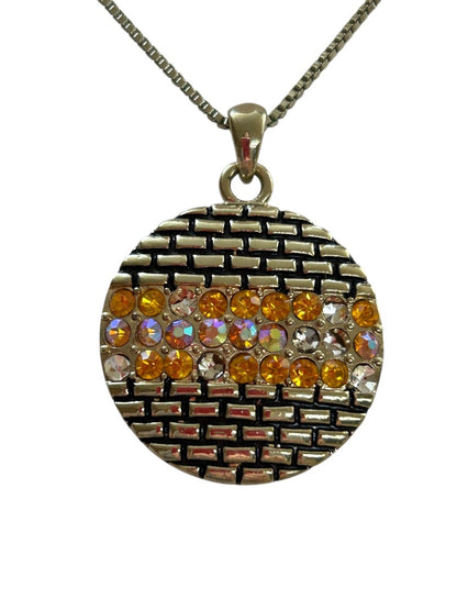 Muted Goldtone Pendant Necklace Box Chain 15 and 2.5 Inch Extender