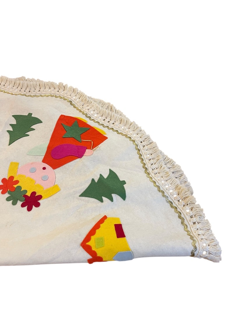 Midcentury Felt Tablecloth Holiday Christmas Kitschy 44 x 48 Inches Oblong