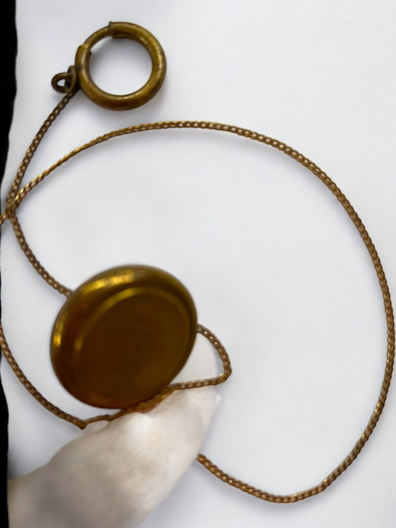 Vintage Estate Jewelry Goldtone Brass Retractable Chain Watch Fob Clip