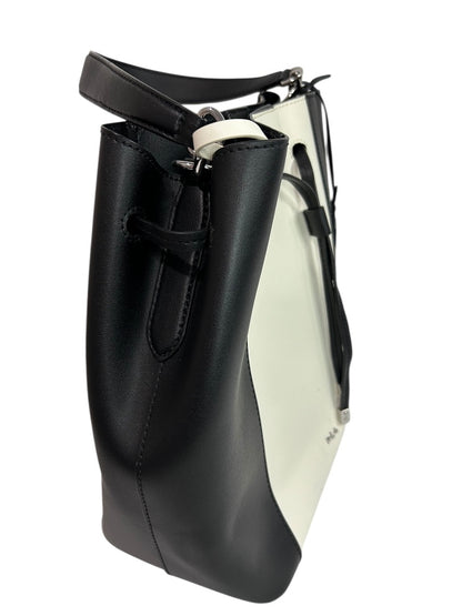 Lauren Ralph Lauren Color Block Leather Bucket Bag Black Cream