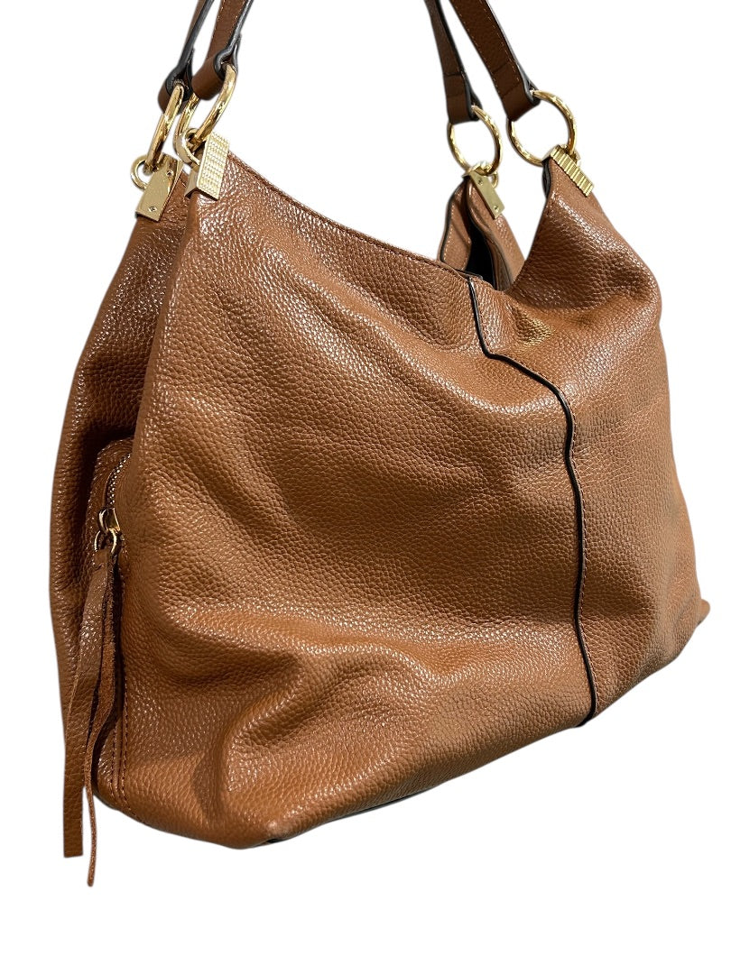 Vince Camuto Rayna Shoulder Bag Dark Rum Pebbled Leather Goldtone Hardware