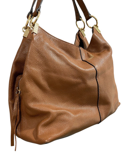 Vince Camuto Rayna Shoulder Bag Dark Rum Pebbled Leather Goldtone Hardware