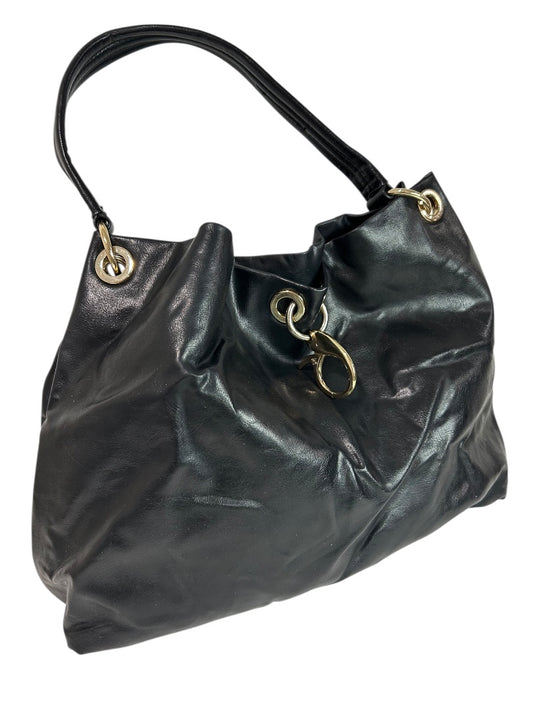 Simply Vera Black Vegan Leather Handbag Hobo Style Goldtone Hardware